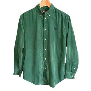 Vintage Chaps Ralph Laruen Corduroy Green Long Sleeve Shirt Boys 18/20